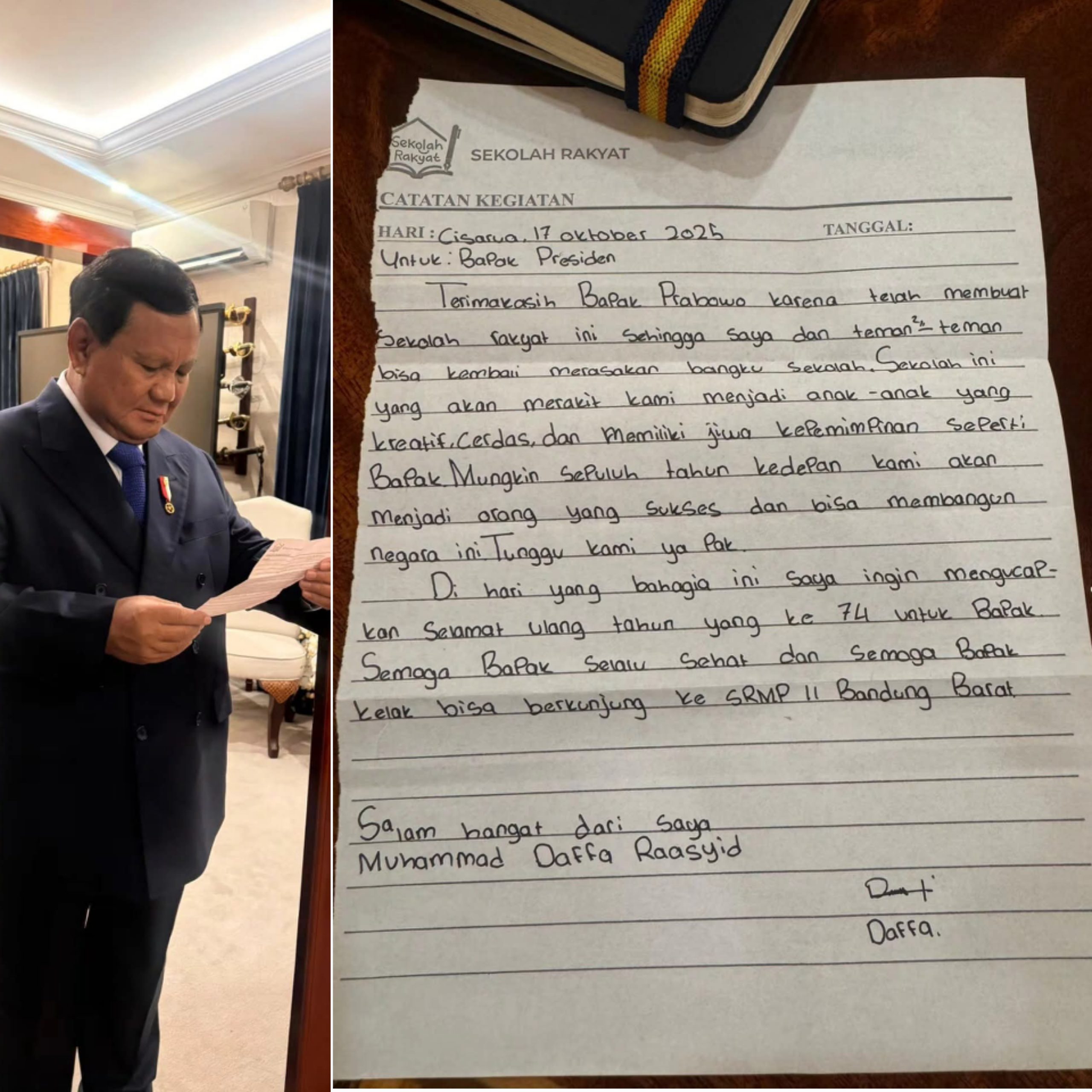 Sepucuk Surat Dari Daffa Untuk Presiden Prabowo